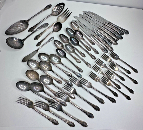 WM A Rogers Oneida PARK LANE SIlver Plated Chatelaine Dowry Silverware set 45 pc