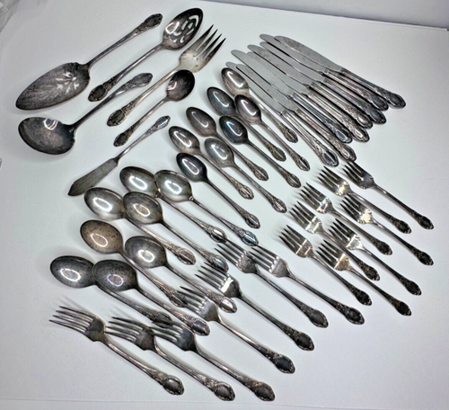 WM A Rogers Oneida PARK LANE SIlver Plated Chatelaine Dowry Silverware set 45 pc - Picture 1 of 10