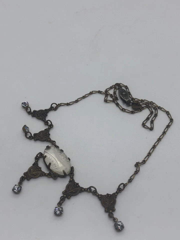 COLLAR MADREPERLA GRABADO GLASS WORKS STUDIO 17" PPR. CADENA CLIP ÚNICA Foto 2 de 4