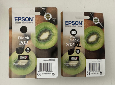 2x original epson 202 202xl schwarz foto schwarz epson xp-6000 epson xp 6005 OVP
