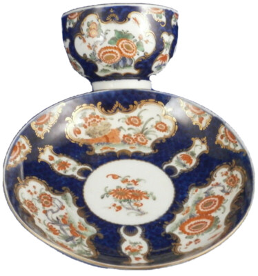 Antique 18thC Worcester Porcelain 1st Period Kakiemon & Blue Scale Cup & Saucer
