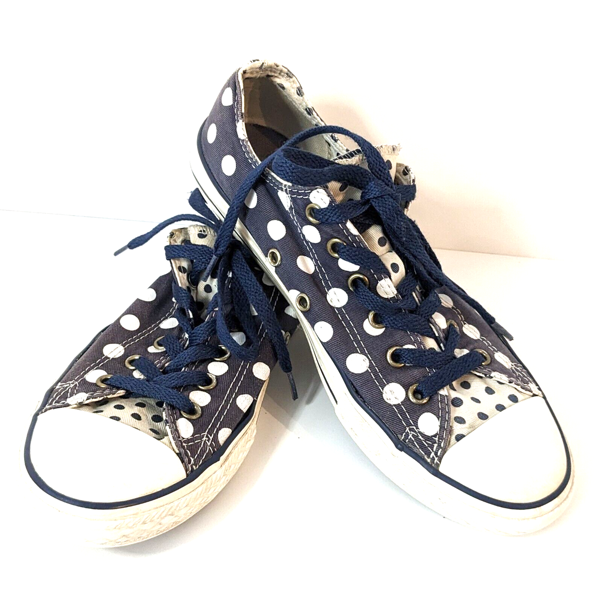 Converse Polka Dot, CTAS Low Top Double Tongue Blue Shoes
