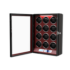Automatic 12 Watch Winder Display Case Box LCD Touch Screen Display W/ LED Light