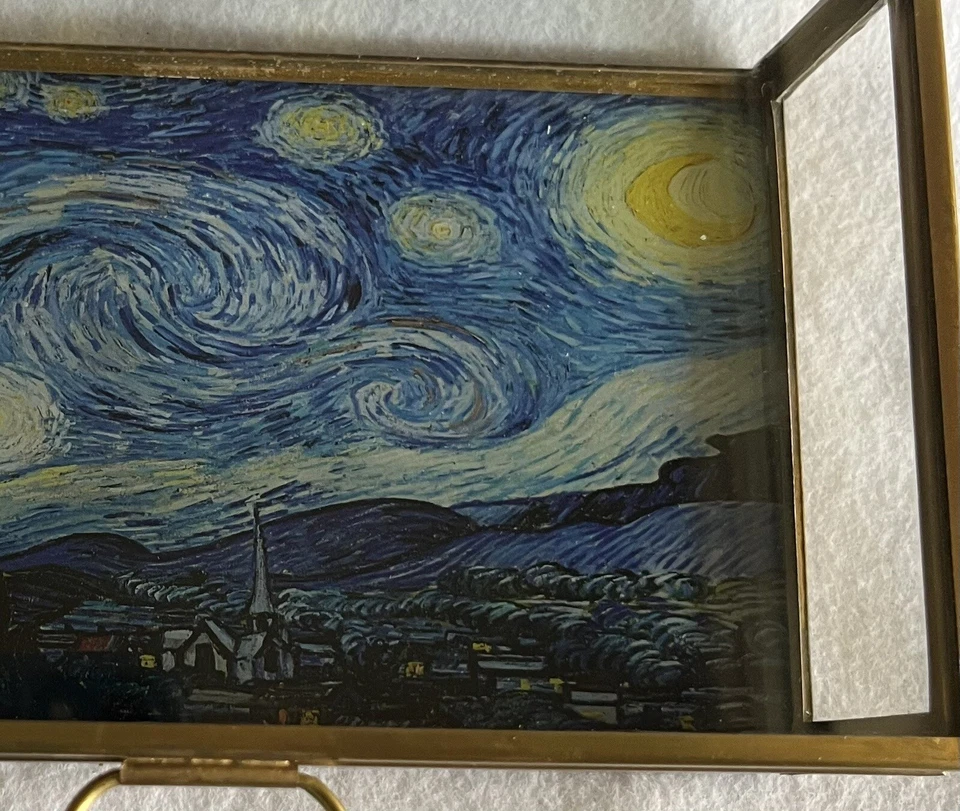 Vincent Van Gogh Starry Night Clear Glass Keepsake Trinket Box Hinged Large - Image 4 of 4