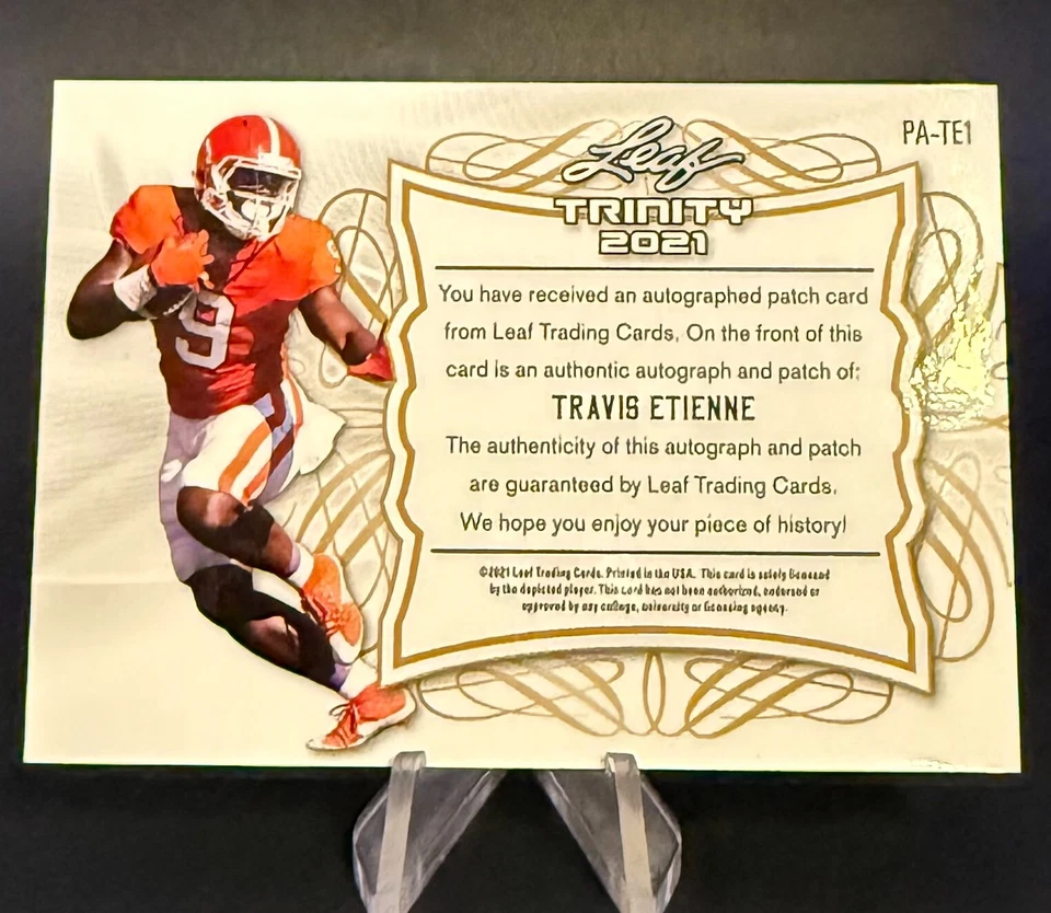 2021 Leaf Trinity-Travis Etienne (RC)-Relic-Auto-Clemson/Jacksonville Jags - Image 2 of 2