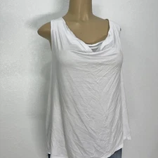 Michael Stars Loretta Drape Neck Top Shirt Womens Plus Size 1X Casual Tank White