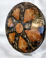 Tischplatte  gestockte Birke + Epoxidharz  , handgefertigt Ø 35 cm Unikat