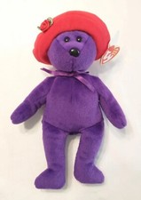 VTG Ty Beanie Baby RUBY the Red Hat Society Bear 8.5 Inch MINT Plush Tag EUC