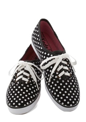 black and white polka dot keds