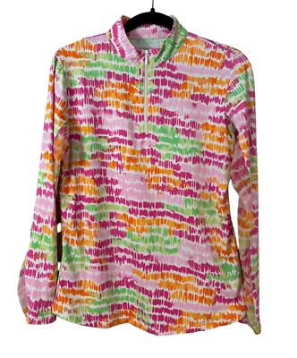 Icikuls Mock Neck Long Sleeve Cooling Sun Shirt Pink Orange Medium M Top