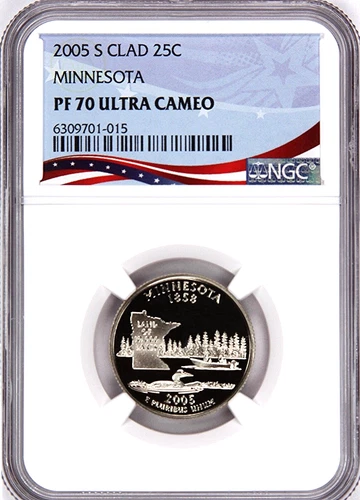 2005-S Clad Proof State Quarter, Oregon PF70 Ultra Cameo NGC, Patriotic Label