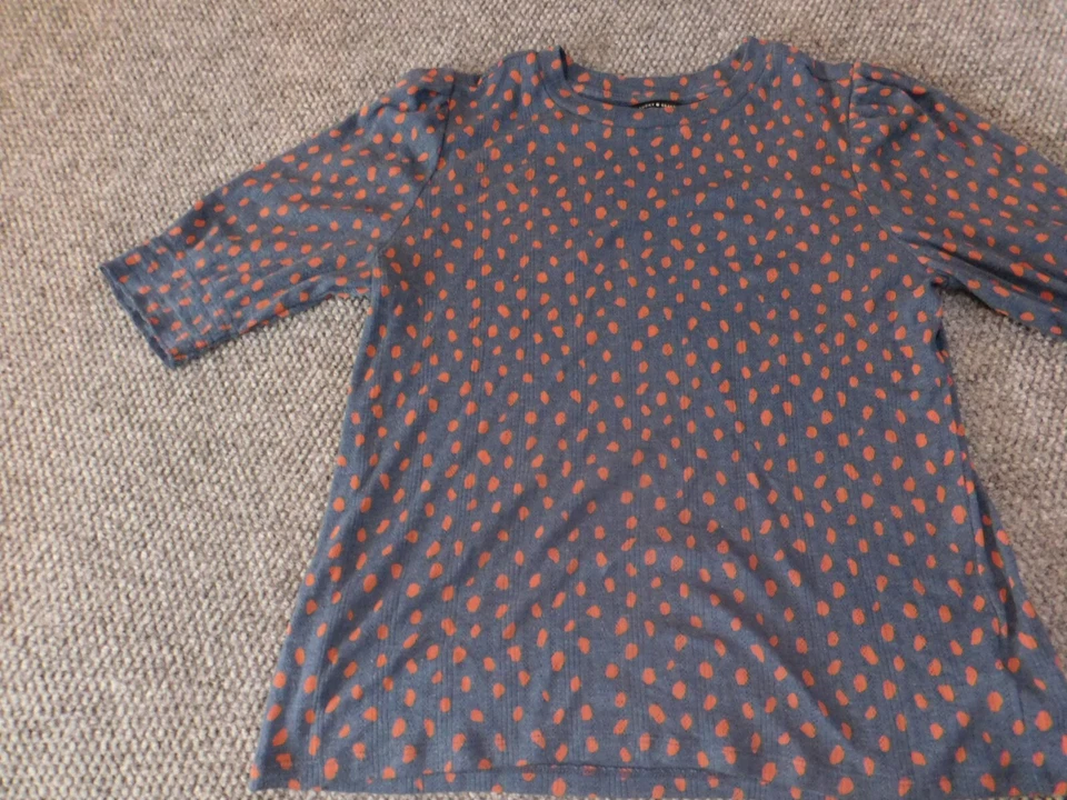 Top Lucky Brand Medio Azul Lunares Elástico Clásico Mujer Informal Foto 3 de 4