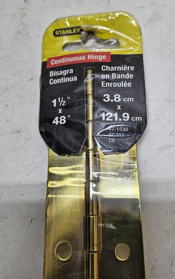 Bisagra continua chapada en acero/latón brillante Stanley 47-1530 SC311 1-1/2 x 48" (3) Foto 2 de 4