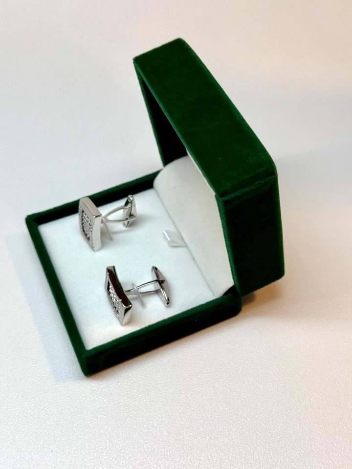 L&M дизайнерские мужские запонки - тканые и нити накаливания 14K белое золото и 28 бриллиантов - Изображение 2 из 4