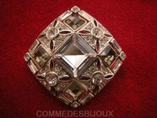 Broche "Carré Classique" N° 1 Bombé cristal Gris Blanc - Bijoux Vintage Sphinx