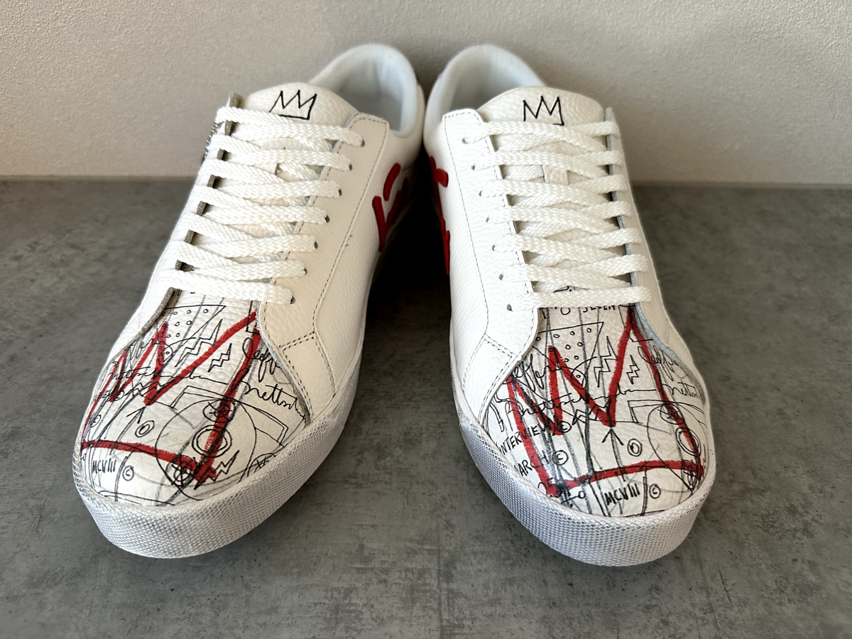 靴 via SANGACIO Jean-Michel Basquiat 27cm Basquiat x nyu via SANGACIO Leather Sneakers Handmade Japan