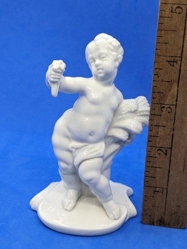 Estatuilla alemana de porcelana blanca querubín putti estatuilla Nymphenburg 265 ver fotos - Imagen 15 de 15