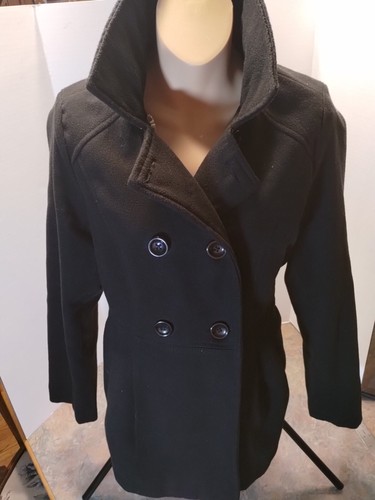 Xhilaration Winter Coat Size M Button Down black 28 inch Long - Picture 7 of 12
