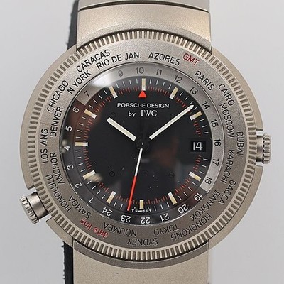 IWC Porsche Design 2552575 Titanium Quartz World Time Black Mens Watch Junk JP