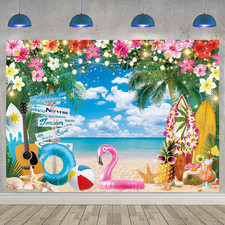 Summer Hawaiian Beach Backdrop Summer Aloha Tropical Flowers Background