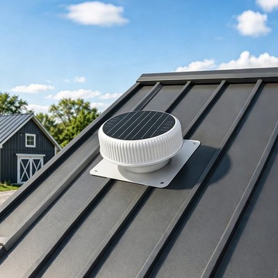 12'' Flush Round 3-Speed Solar Roof Vent Fan,30W Dual Power Attic Exhaust Fan
