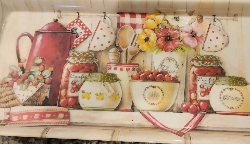 MCM Melamine Tray Farm Home Essentials Platter 15x7 Coffee Pot Cottage Grandma - Image 2 of 4