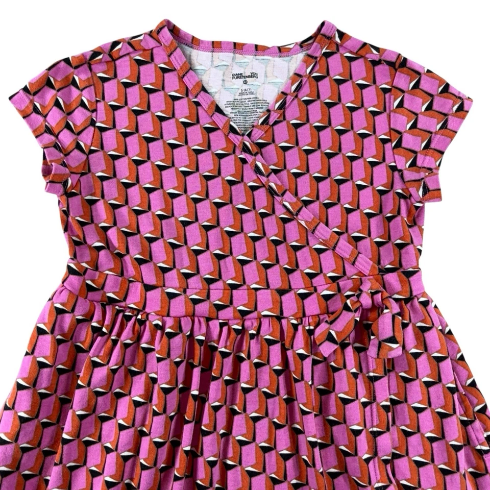 Vestido Diane Von Furstenberg Target Niñas Pequeño 6 7 Imitación Envoltura Rosa Naranja Negro Foto 2 de 4