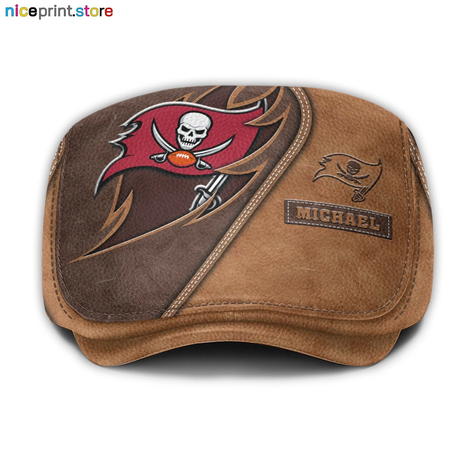 Leather Cap Tampa Bay Team Buccaneers Jeff Cap football Newsboy Cap football Flat Cap