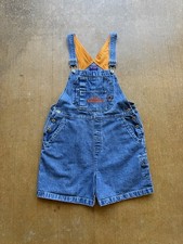 VTG 90s BUM Equipment Denim Overalls Short Tall Utility Bib Mesh Trims WMS L 34W