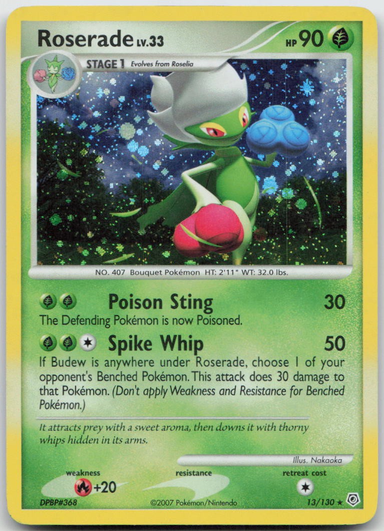 Roserade 13/130 Holo Rare Diamond & Pearl Pokemon TCG MP