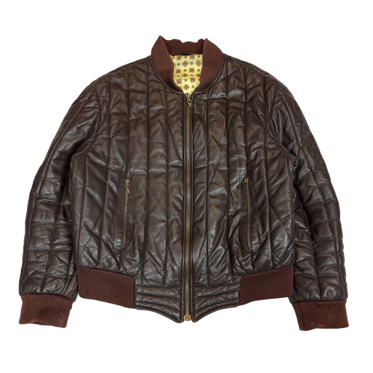 Vintage Valentino Pelle Quilted Lambskin Leather Bomber Jacket