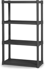 4-Shelf Plastic Storage Rack, Heavy Duty Shelving Unit for Garage, Gray
