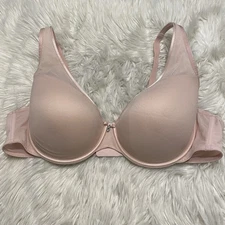 Curvy Couture 46C Bra Sheer Mesh Plunge T Shirt Underwire Back Closure 1310