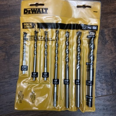 NEW DeWalt DW5207 Masonry Bit Hammer Drill Bits Set of 7 Rock Carbide