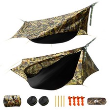 Single Portable Hammocks Parachute Hammocks with Rain Fly Tarp for Backpacking