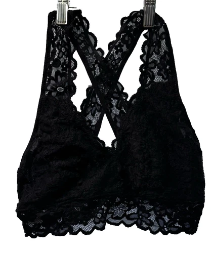 NO BOUNDARIES WOMENS LARGE SUPER SOFT BLACK LACE BRA / BRALETTE