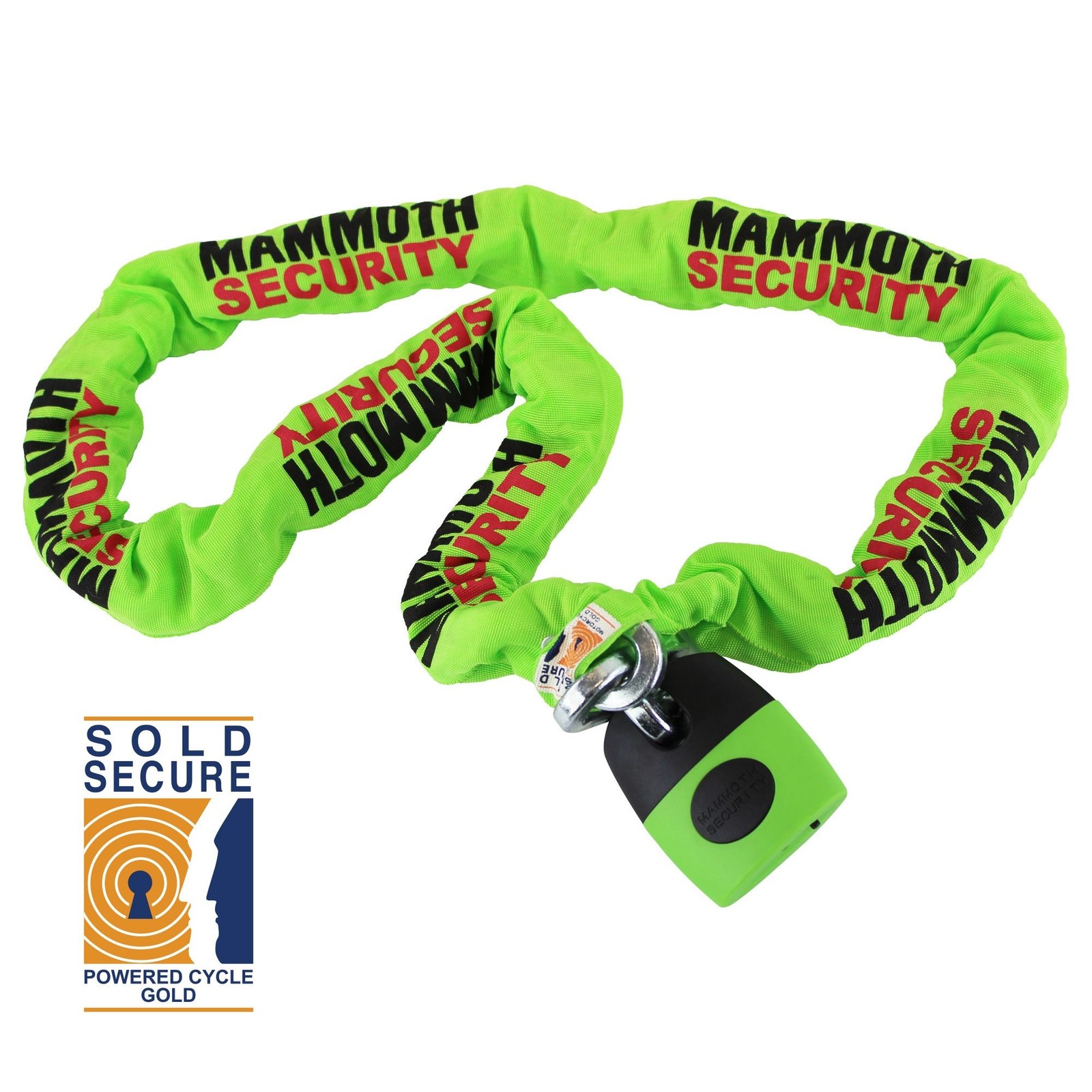 Mammoth Lock & Chain Sold Secure Gold Approved 12mmx1.8m Square Chain
