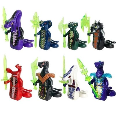 8x Ninjago Minifiguren-Set Serpentin Kalk Schlange weiß Pythor Skalidor Venomari