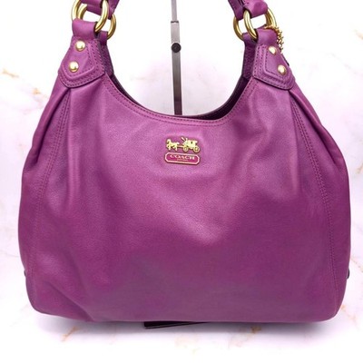 COACH Madison Maggie Shoulder Bag Purple Leather Handbag