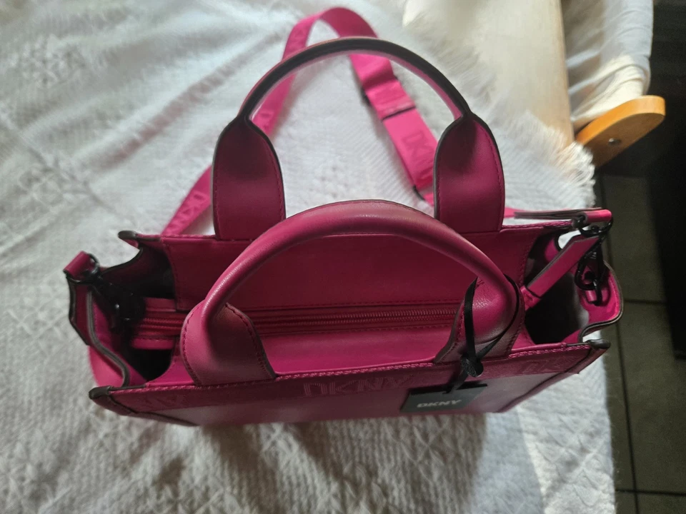 NWT Pink Raspberry DKNY Cassandra Small Valentine's Day Tote CROSSBODY Purse - Image 4 of 4