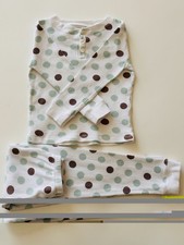 Marie Chantal Kids Pajama Set Waffle Weave, Henley Neck PolkaDot LongJohns Size6