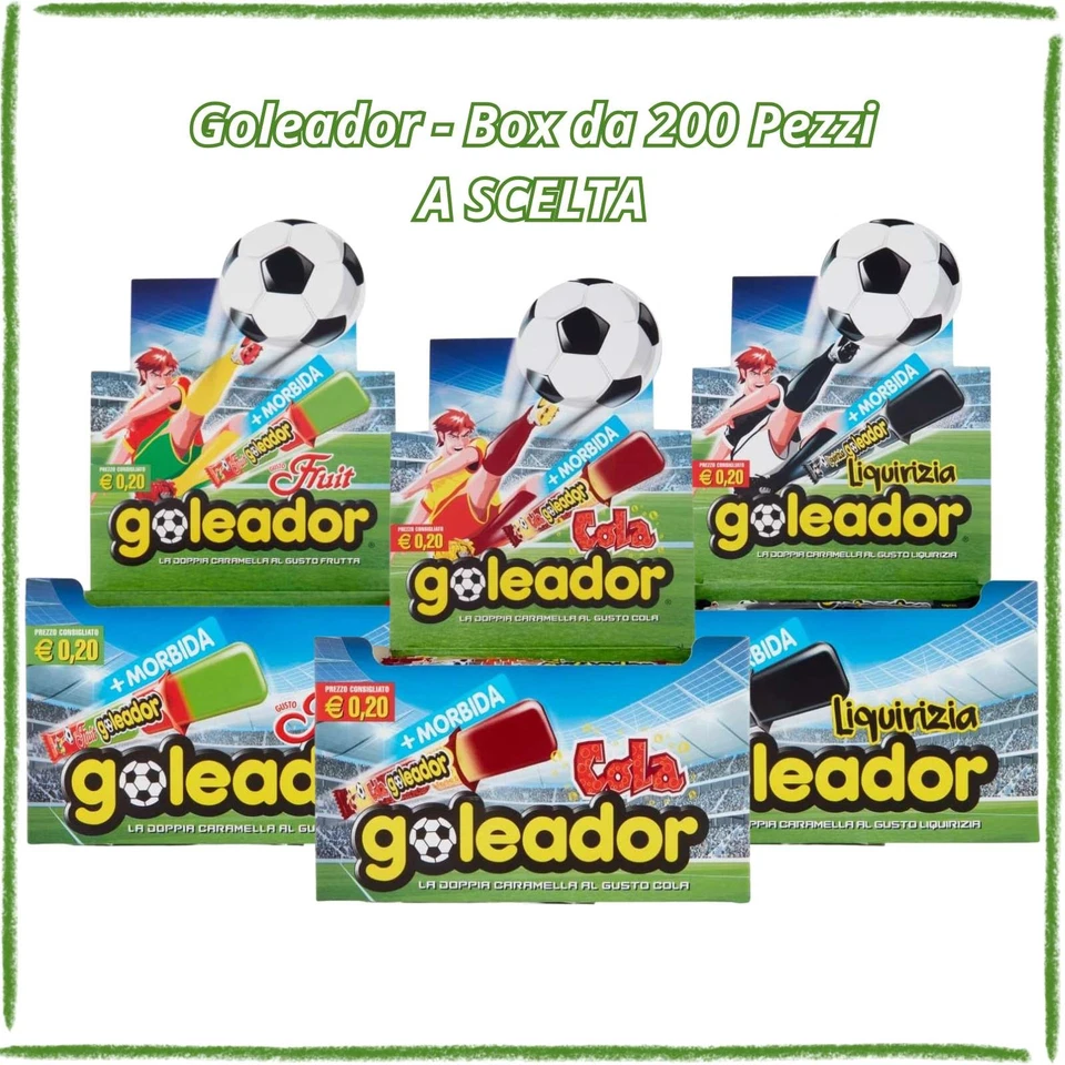 PERFETTI VAN MELLE S.P.A. Goleador Caramelle Gommose Box 200 Pezzi - A Scelta tra Cola Frutta e Liquirizia