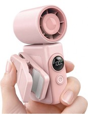Pink Clip On Portable Fan Rechargeable Handheld Mini Stroller Fan LED Display