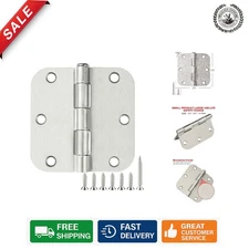 Rustic 3.5 Inch Satin Nickel Door Hinges - 30 Pack with Rounded Corners Included