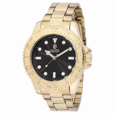 Montres Prestige Men's Gold/Black Watch 43mm MPW-0263 New