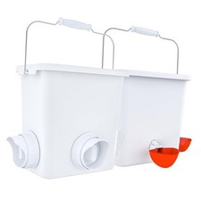 Large Automatic Chicken Feeder and Waterer Set 2.6 Gal Feeder  Waterer White