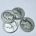 LotLOT OF 4 WASHINGTON QUARTERS 90% SILVER FREE SHIPPING #7408
