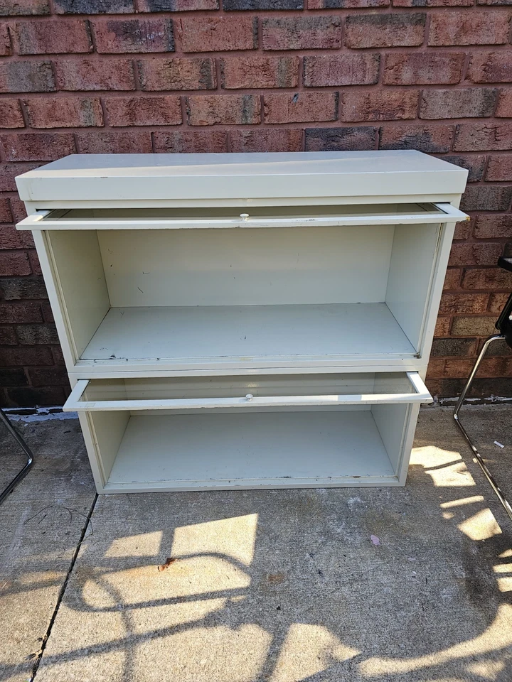 LIBRERÍA METÁLICA VINTAGE 2 PILAS BARRISTER BLANCA ESTILO ABOGADO PUERTAS VIDRIO ESTANTERÍA Foto 3 de 4