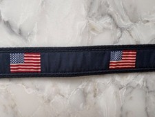 Vineyard Vines Boys Size 26 American Flag Canvas Club Belt Leather Brass Buckle