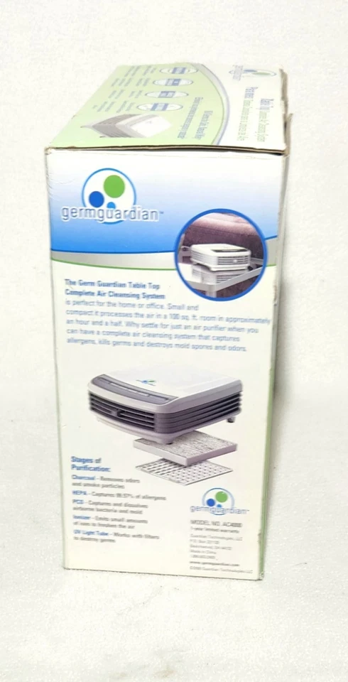 Sistema completo de limpieza de aire de mesa Germguardian HEPA luz UV AC4000 Foto 2 de 4